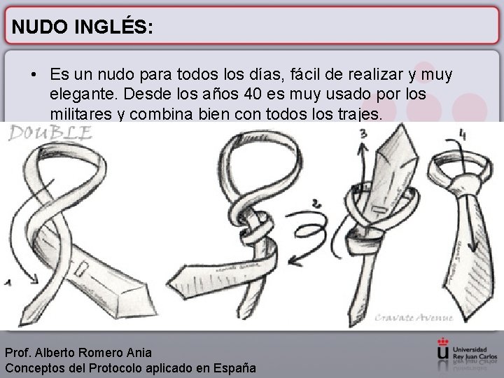 NUDO INGLÉS: • Es un nudo para todos los días, fácil de realizar y