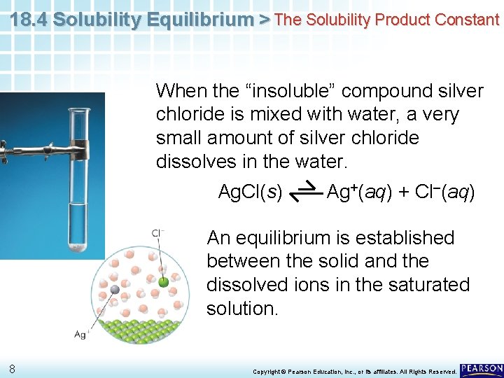 18. 4 Solubility Equilibrium > The Solubility Product Constant When the “insoluble” compound silver