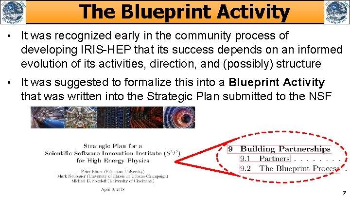 The Blueprint Activity • It was recognized early in the community process of developing