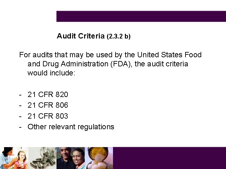 Audit Criteria (2. 3. 2 b) For audits that may be used by the