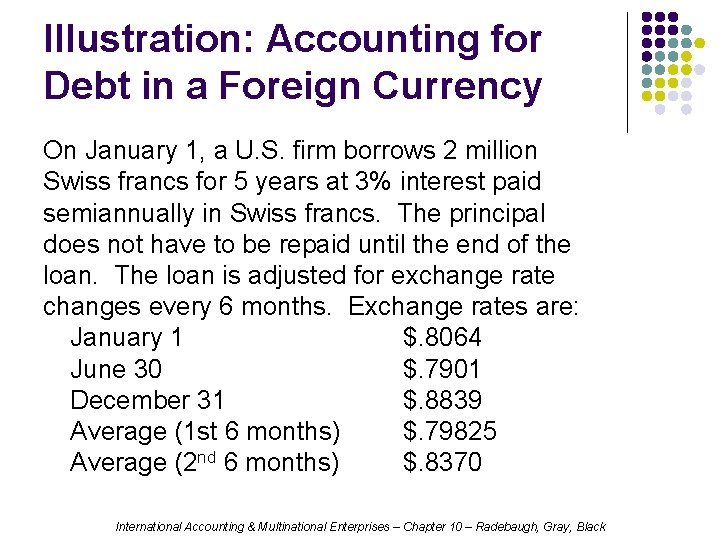 Illustration: Accounting for Debt in a Foreign Currency On January 1, a U. S.
