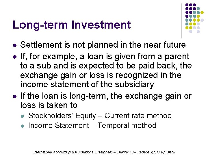 Long-term Investment l l l Settlement is not planned in the near future If,