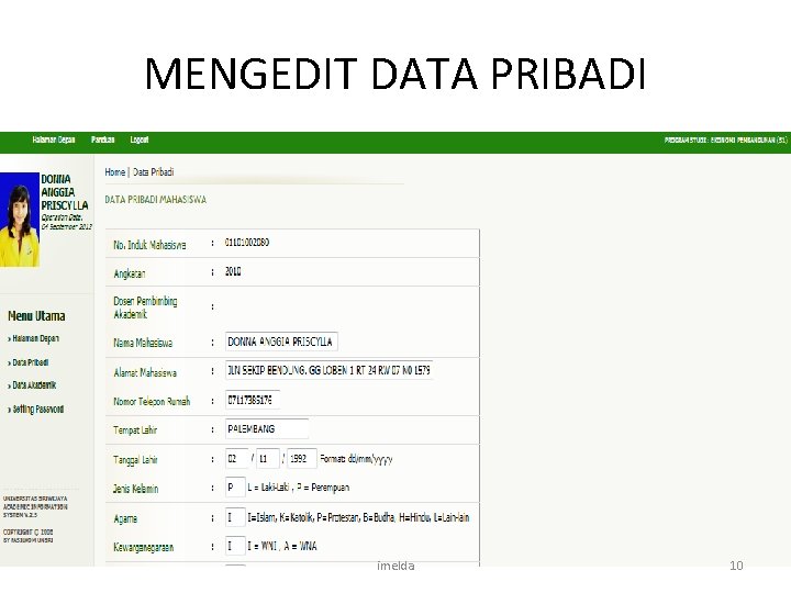 MENGEDIT DATA PRIBADI imelda 10 