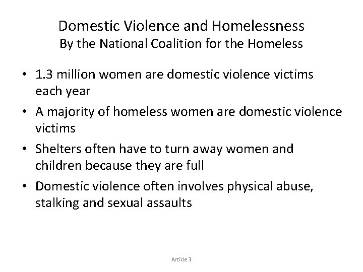 Domestic Violence and Homelessness By Jami Brookes Berry