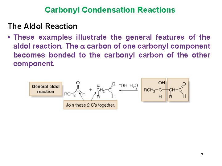 Carbonyl Condensation Reactions The Aldol Reaction • These examples illustrate the general features of