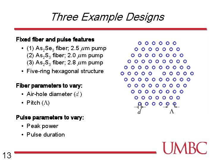 Three Example Designs Fixed fiber and pulse features • (1) As 2 Se 3