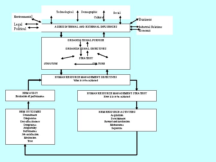  Technological Demographic Environmental Social Cultural Legal Political Business Industrial Relations Economic ASSESS INTERNAL