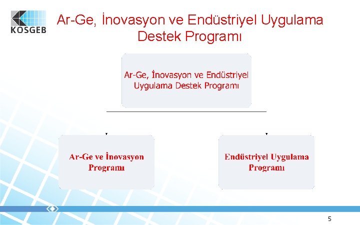 Ar-Ge, İnovasyon ve Endüstriyel Uygulama Destek Programı 5 