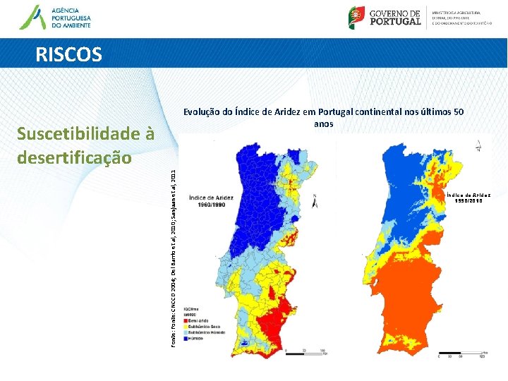 RISCOS Evolução do Índice de Aridez em Portugal continental nos últimos 50 anos Fonte: RISCOS Evolução do Índice de Aridez em Portugal continental nos últimos 50 anos Fonte: