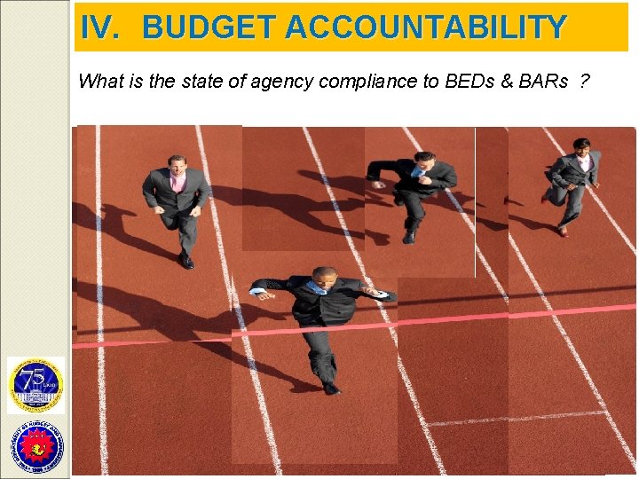 IV. BUDGET ACCOUNTABILITY What is the state of agency compliance to BEDs & BARs