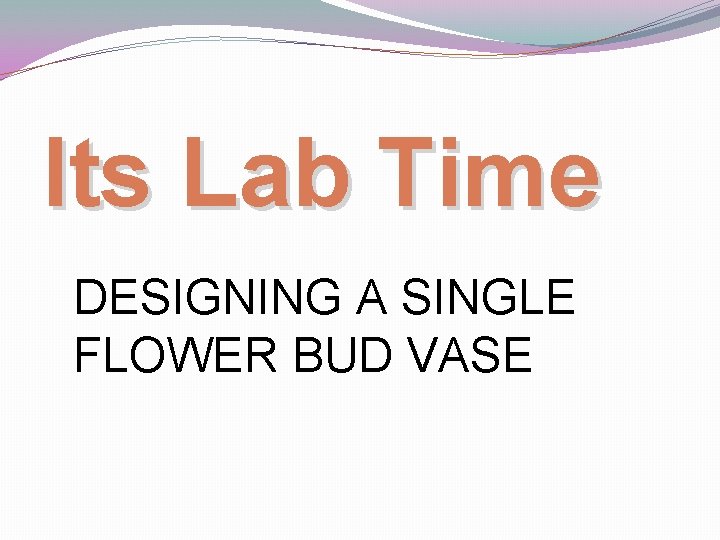 Its Lab Time DESIGNING A SINGLE FLOWER BUD VASE 