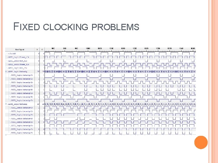 FIXED CLOCKING PROBLEMS FIXED CLOCKING PROBLEMS