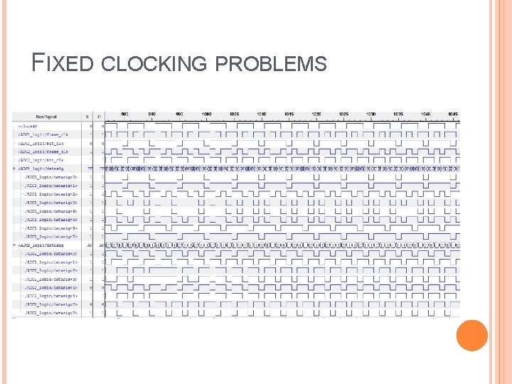 FIXED CLOCKING PROBLEMS 