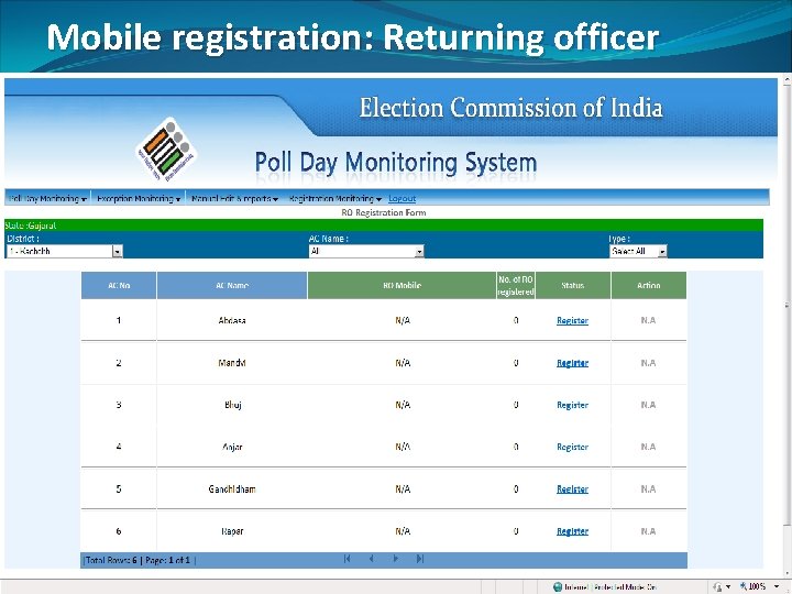 Mobile registration: Returning officer 