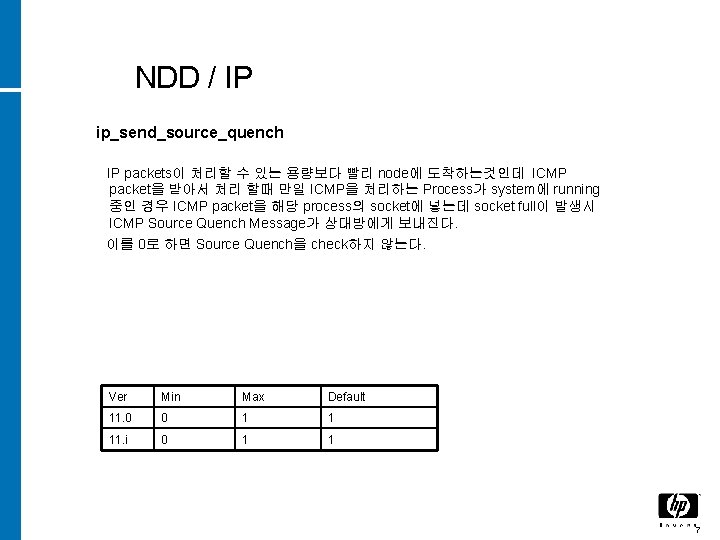 NDD / IP ip_send_source_quench IP packets이 처리할 수 있는 용량보다 빨리 node에 도착하는것인데 ICMP