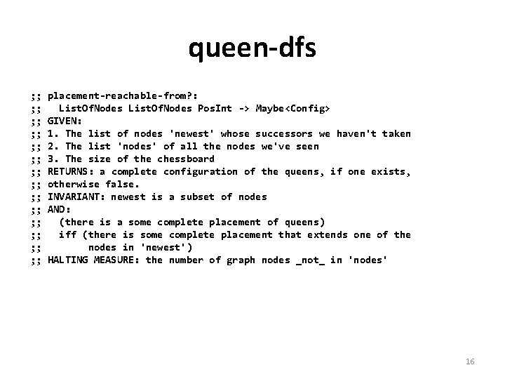 queen-dfs ; ; ; ; ; ; ; placement-reachable-from? : List. Of. Nodes Pos.