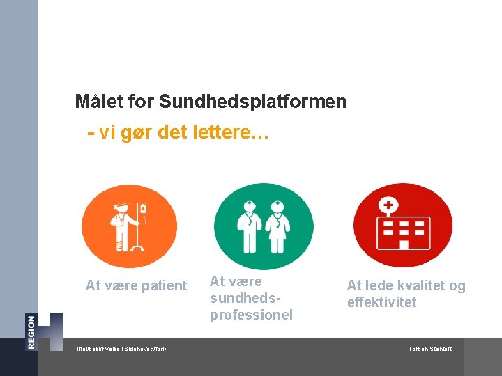 Målet for Sundhedsplatformen - vi gør det lettere… At være patient Titel/beskrivelse (Sidehoved/fod) At