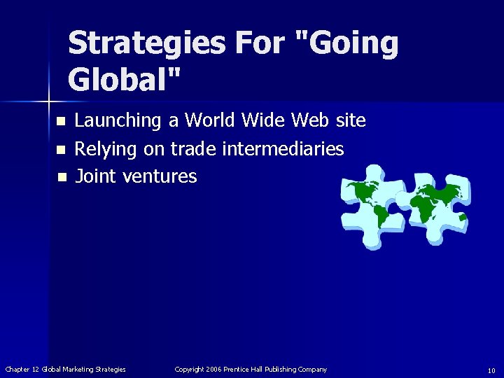 Strategies For "Going Global" n n n Launching a World Wide Web site Relying