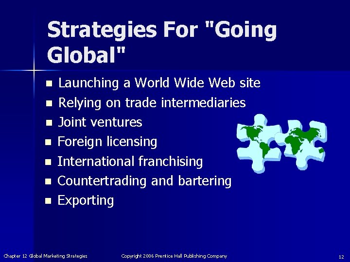 Strategies For "Going Global" n n n n Launching a World Wide Web site