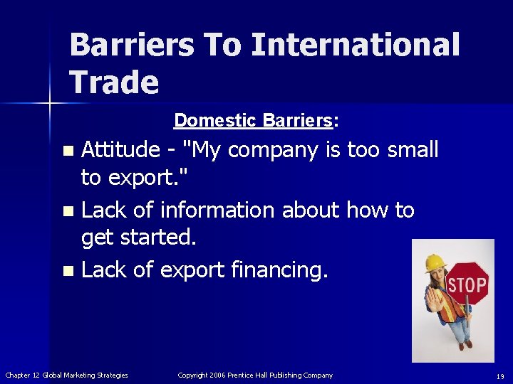 Barriers To International Trade Domestic Barriers: Attitude - "My company is too small to