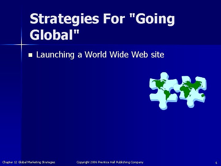 Strategies For "Going Global" n Launching a World Wide Web site Chapter 12 Global