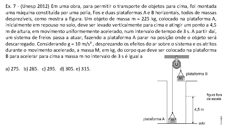 Ex. 7 - (Unesp 2012) Em uma obra, para permitir o transporte de objetos