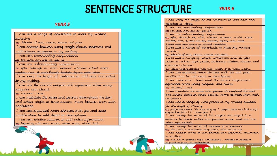 SENTENCE STRUCTURE YEAR 5 YEAR 6 