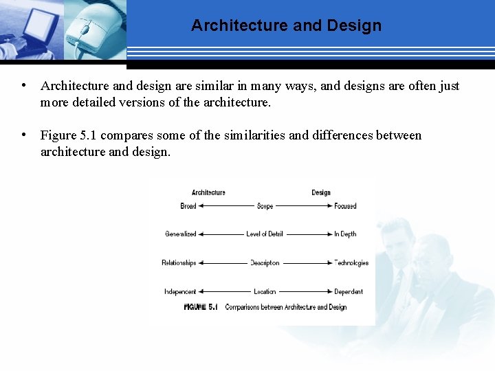 Architecture and Design • Architecture and design are similar in many ways, and designs