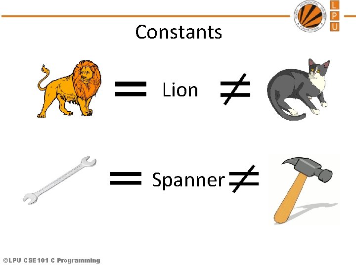 Constants Lion Spanner ©LPU CSE 101 C Programming 