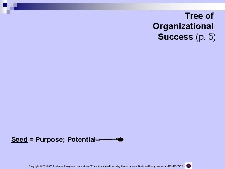 Tree of Organizational Success (p. 5) Seed = Purpose; Potential Copyright © 2016 -17,