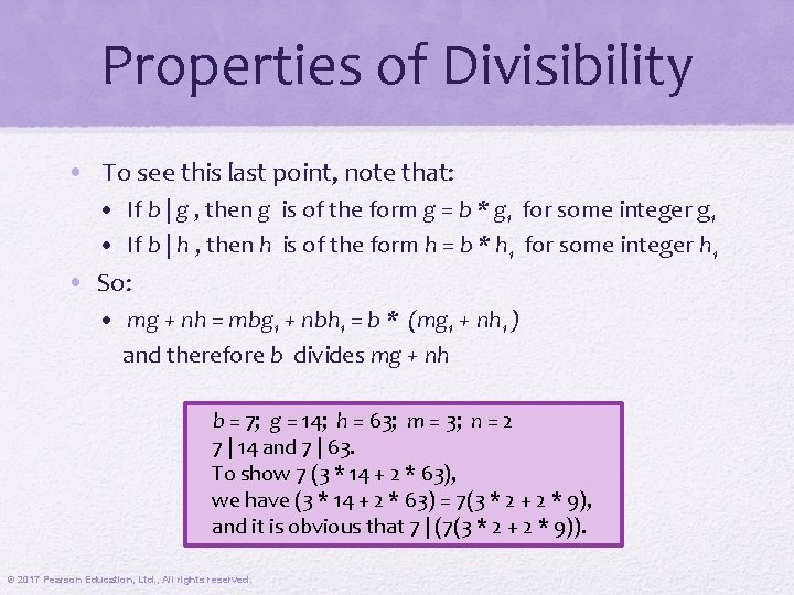 Properties of Divisibility • To see this last point, note that: • If b