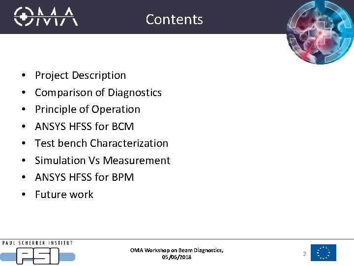 Contents • • Project Description Comparison of Diagnostics Principle of Operation ANSYS HFSS for