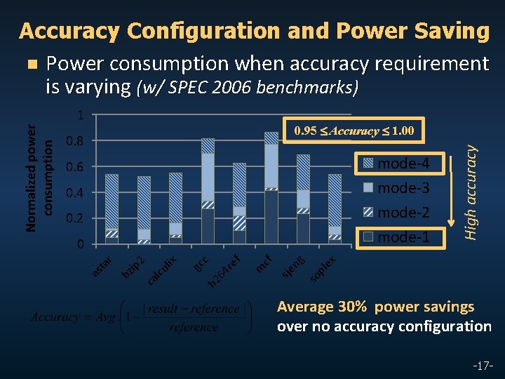 Accuracy Configuration and Power Saving n Power consumption when accuracy requirement is varying (w/
