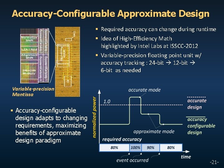 Accuracy-Configurable Approximate Design § Required accuracy can change during runtime § Idea of High-Efficiency