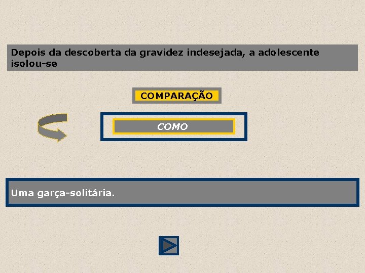 Depois da descoberta da gravidez indesejada, a adolescente isolou-se COMPARAÇÃO COMO Uma garça-solitária. uma