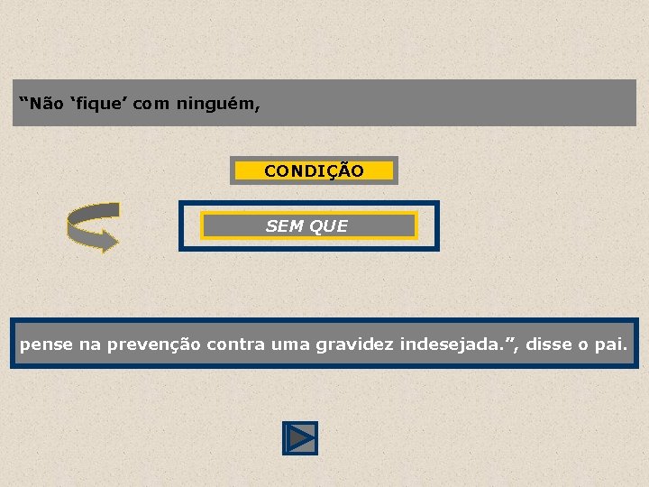“Não ‘fique’ com ninguém, CONDIÇÃO SEM QUE pense na prevenção contra uma gravidez indesejada.