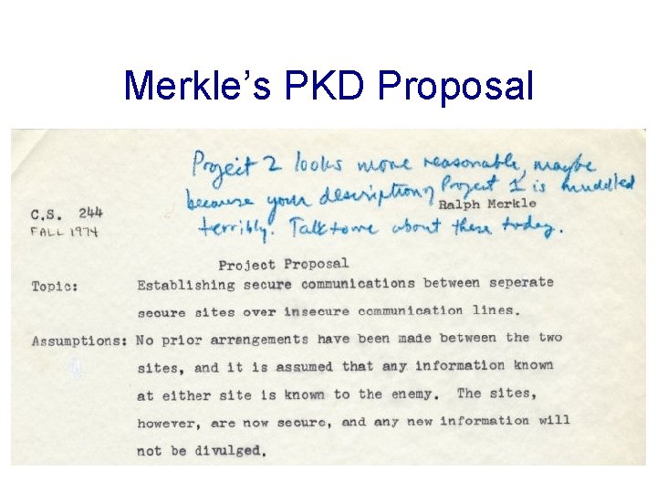 Merkle’s PKD Proposal 