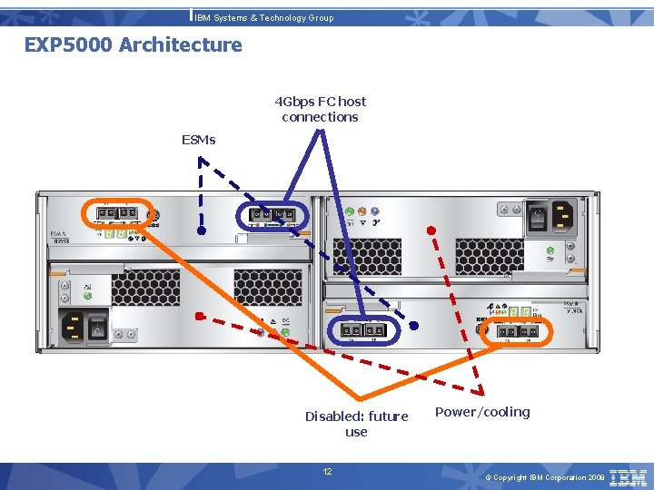 IBM Systems & Technology Group EXP 5000 Architecture 4 Gbps FC host connections ESMs