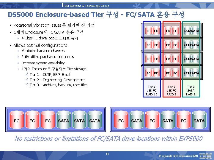 IBM Systems & Technology Group DS 5000 Enclosure-based Tier 구성 - FC/SATA 혼용 구성