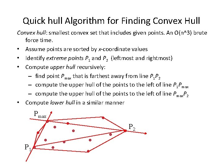 Quick hull Algorithm for Finding Convex Hull Convex hull: smallest convex set that includes