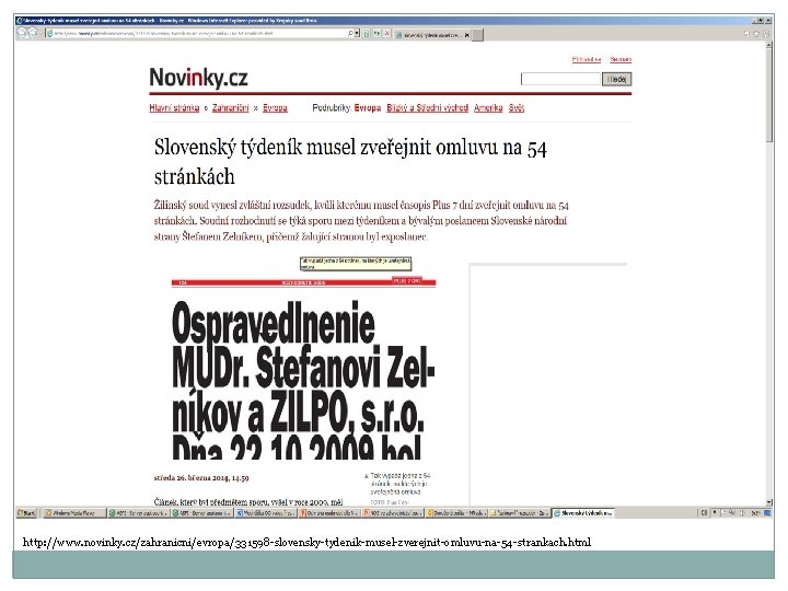 http: //www. novinky. cz/zahranicni/evropa/331598 -slovensky-tydenik-musel-zverejnit-omluvu-na-54 -strankach. html 
