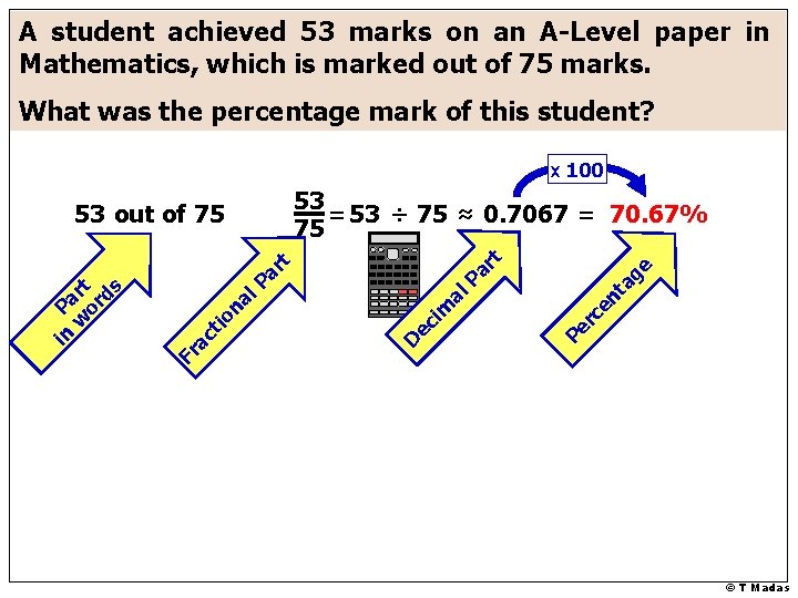 A student achieved 53 marks on an A-Level paper in Mathematics, which is marked