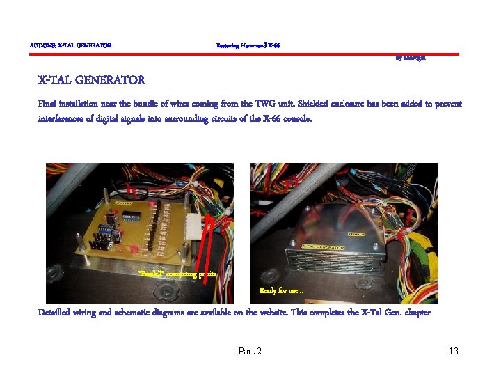 ADDONS: X-TAL GENERATOR Restoring Hammond X-66 by dan. vigin X-TAL GENERATOR Final installation near