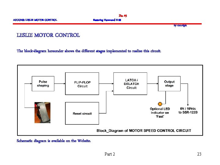 ADDONS: LESLIE MOTOR CONTROL Pin #5 Restoring Hammond X-66 by dan. vigin LESLIE MOTOR