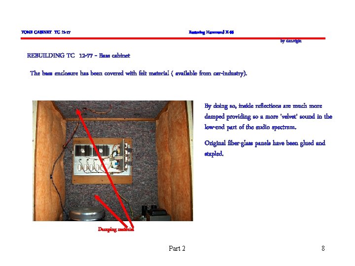 TONE CABINET TC 12 -77 Restoring Hammond X-66 by dan. vigin REBUILDING TC 12