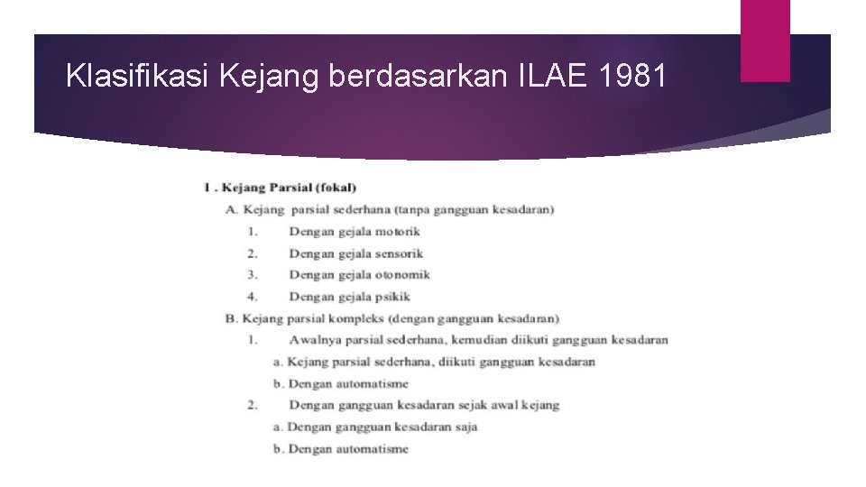 Klasifikasi Kejang berdasarkan ILAE 1981 