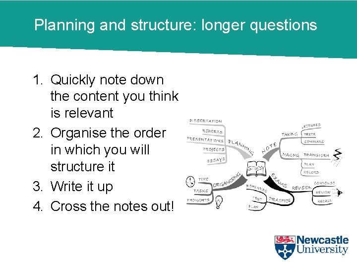 Planning and structure: longer questions 1. Quickly note down the content you think is