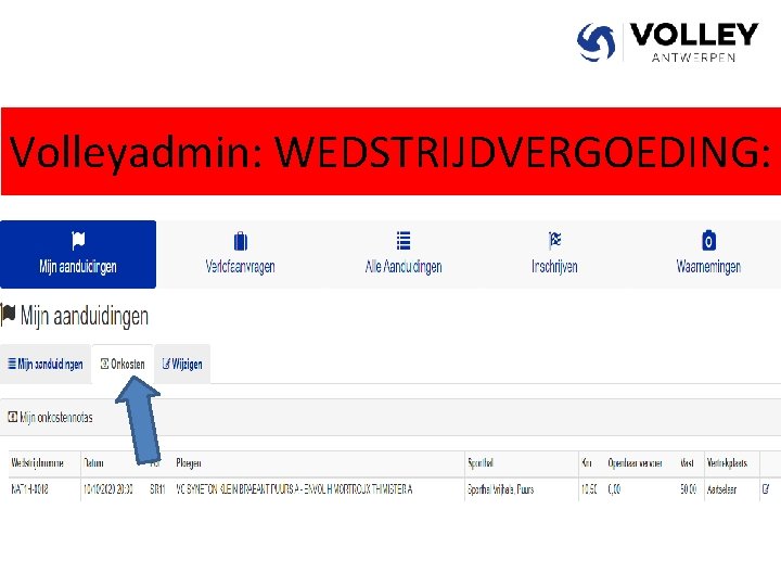Volleyadmin: WEDSTRIJDVERGOEDING: 