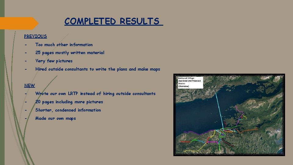 COMPLETED RESULTS PREVIOUS - Too much other information - 25 pages mostly written material
