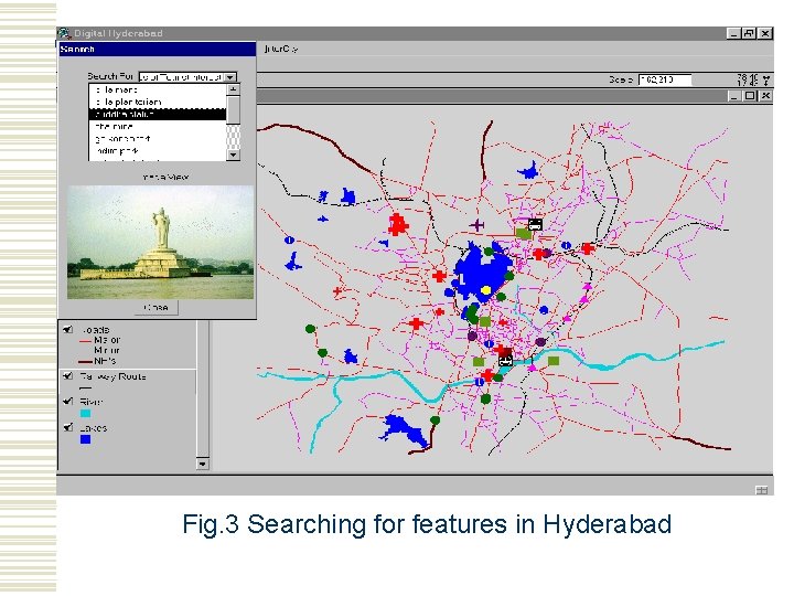 Fig. 3 Searching for features in Hyderabad  Fig. 3 Searching for features in Hyderabad